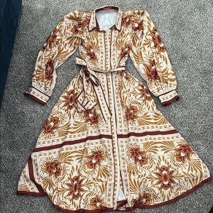 NWOT Flying Tomato Brown Cream Buttoned Sundress